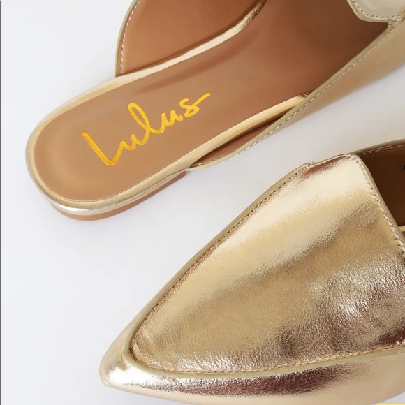NWT Lulus Joelle Gold Loafer Slides Flats - Picture 4 of 4